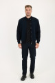 Brown Melange Stand Collar Zip Wool Knit Jacket