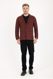 Terracotta Blazer Collar Button Wool Knit Jacket