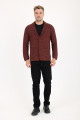 Brown Melange Blazer Collar Button Wool Knit Jacket