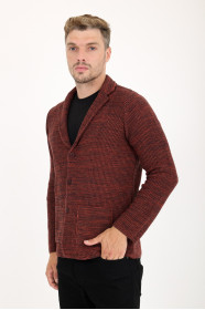 Terracotta Blazer Collar Button Wool Knit Jacket