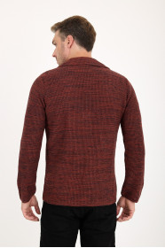 Terracotta Blazer Collar Button Wool Knit Jacket