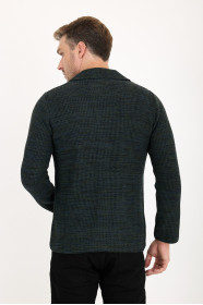 Green Blazer Collar Button Wool Knit Jacket