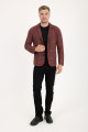 Brown Melange Blazer Collar Button Wool Knit Jacket