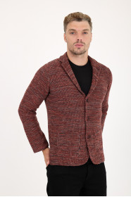 Copper Blazer Collar Button Wool Knit Jacket