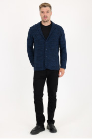 Parliament Blue Blazer Collar Button Wool Knit Jacket