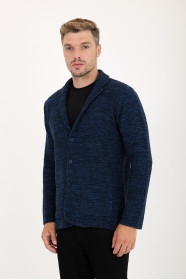 Parliament Blue Blazer Collar Button Wool Knit Jacket