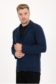 Parliament Blue Blazer Collar Button Wool Knit Jacket