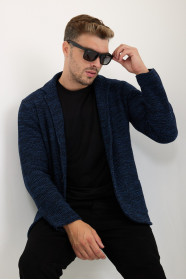 Parliament Blue Blazer Collar Button Wool Knit Jacket