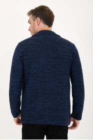Parliament Blue Blazer Collar Button Wool Knit Jacket