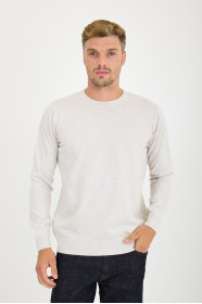 Light Beige Crew Neck Wool Knit Sweater
