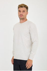 Light Beige Crew Neck Wool Knit Sweater