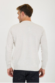 Light Beige Crew Neck Wool Knit Sweater