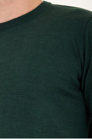 Bottle Green Crew Neck Wool Knit Sweater