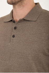 Light Brown Polo Neck Button Wool Knit Sweater