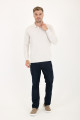 Brown Melange Polo Neck Button Wool Knit Sweater
