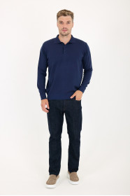 Parliament Blue Polo Neck Button Wool Knit Sweater