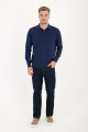 Brown Melange Polo Neck Button Wool Knit Sweater