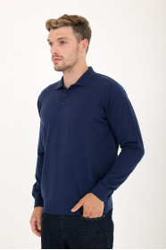 Parliament Blue Polo Neck Button Wool Knit Sweater