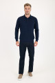 Burgundy Polo Neck Button Wool Knit Sweater
