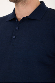 Dark Air Force Melange Polo Neck Button Wool Knit Sweater