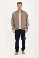 Anthracite Stand Collar Herringbone Zip Wool Knit Jacket