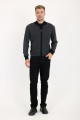 Anthracite Stand Collar Herringbone Zip Wool Knit Jacket