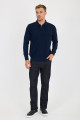 Brown Melange Polo Neck Quarter-Zip Waffle Wool Knit Sweater