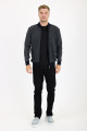Brown Melange Bomber Collar Waffle Zip Wool Knit Jacket