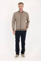 Anthracite Bomber Collar Herringbone Zip Wool Knit Jacket