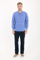 Indigo Polo Neck Checked Button Wool Knit Sweater