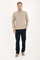 Indigo Polo Neck Checked Button Wool Knit Sweater