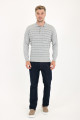 Indigo Polo Neck Checked Button Wool Knit Sweater