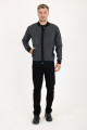 Brown Melange Bomber Collar Zip Snap Wool Knit Jacket