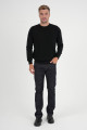 Blue Melange Waffle Knit Crew Neck Wool Sweater