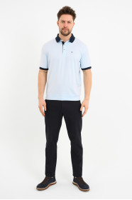 Navy Contrast Collar Short Sleeve Polo Shirt