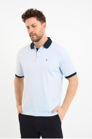 Navy Contrast Collar Short Sleeve Polo Shirt