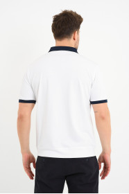 Navy Contrast Collar Short Sleeve Polo Shirt