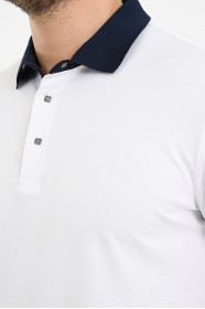 Navy Contrast Collar Short Sleeve Polo Shirt