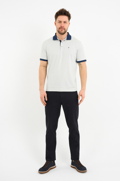 Aqua Green Contrast Collar Short Sleeve Polo Shirt