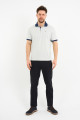 Beige Contrast Collar Short Sleeve Polo Shirt