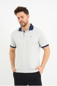 Aqua Green Contrast Collar Short Sleeve Polo Shirt