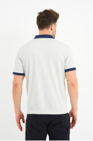 Aqua Green Contrast Collar Short Sleeve Polo Shirt