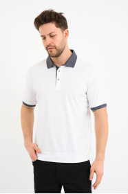 Smoke Grey Contrast Collar Short Sleeve Polo Shirt