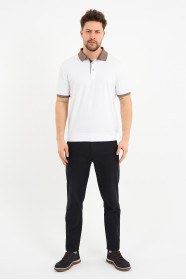 Mink Contrast Collar Short Sleeve Polo Shirt