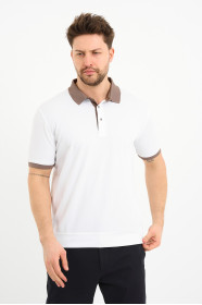 Mink Contrast Collar Short Sleeve Polo Shirt