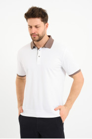 Mink Contrast Collar Short Sleeve Polo Shirt