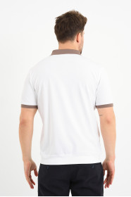 Mink Contrast Collar Short Sleeve Polo Shirt