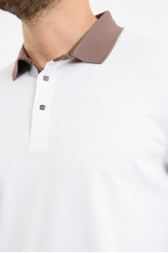 Mink Contrast Collar Short Sleeve Polo Shirt