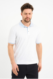 Light Blue Contrast Collar Short Sleeve Polo Shirt