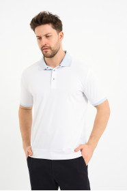 Light Blue Contrast Collar Short Sleeve Polo Shirt